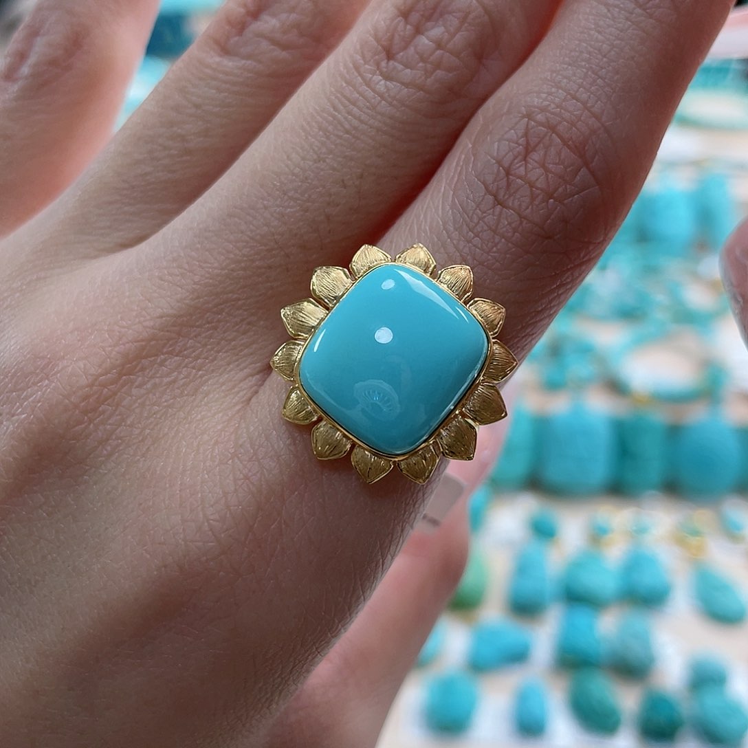 绿松石珠宝奇石18K金镶嵌