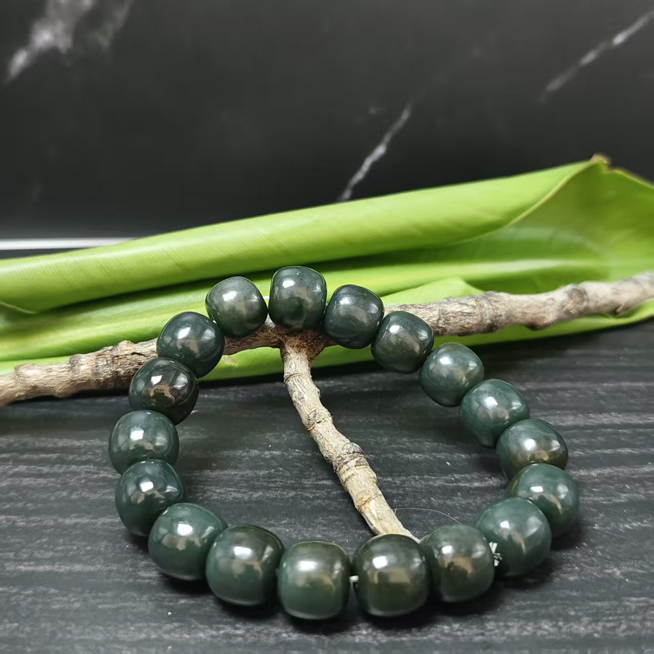 Z和田玉且末桶珠手串（卡12）0954