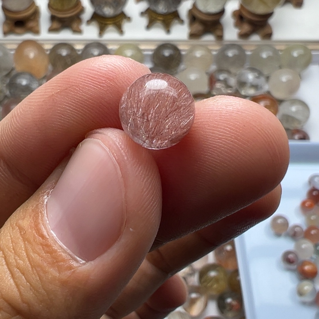 水晶珠宝半成品未镶嵌兔毛球