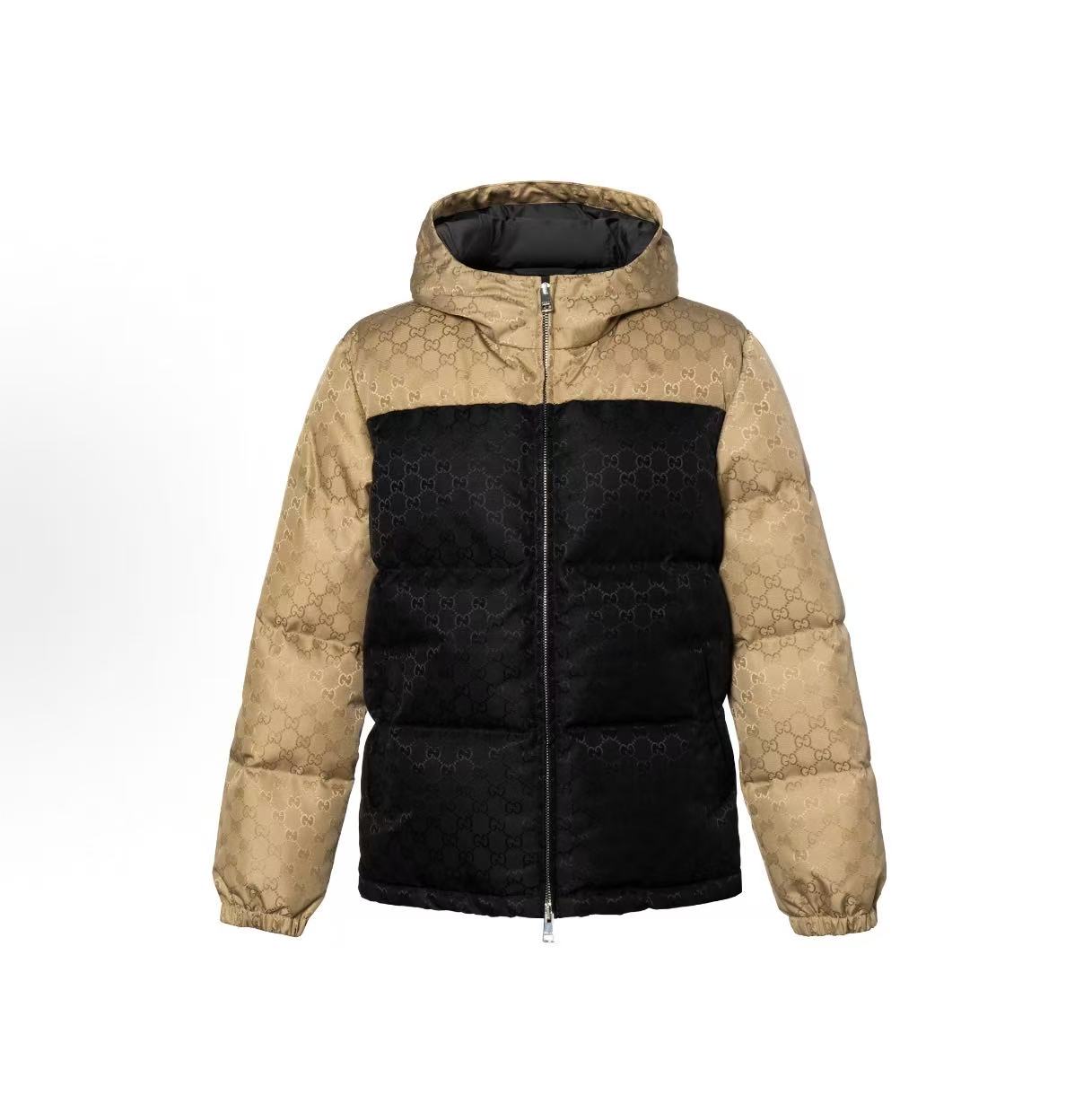 未使用 GUCCI/古驰 古驰LOGO图案连帽拉链长袖羽绒服