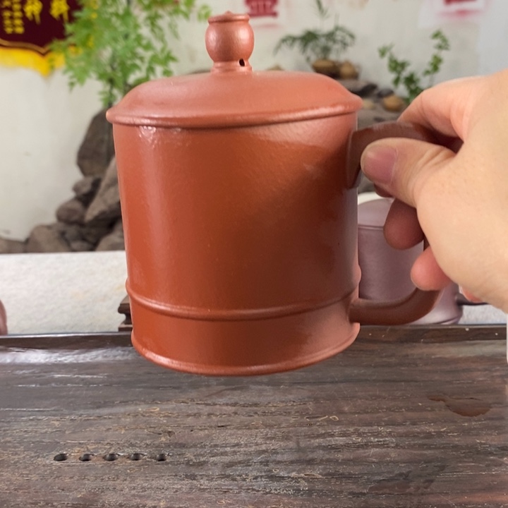 紫砂茶壶朱泥盖杯320左右的容量微微瑕不退不换