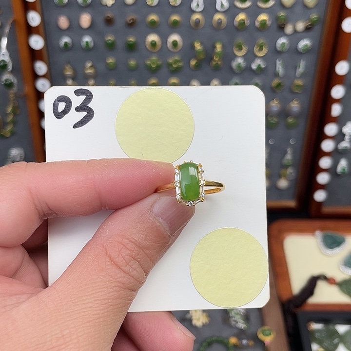 和田玉（碧玉）戒指银S925镶嵌和田玉03