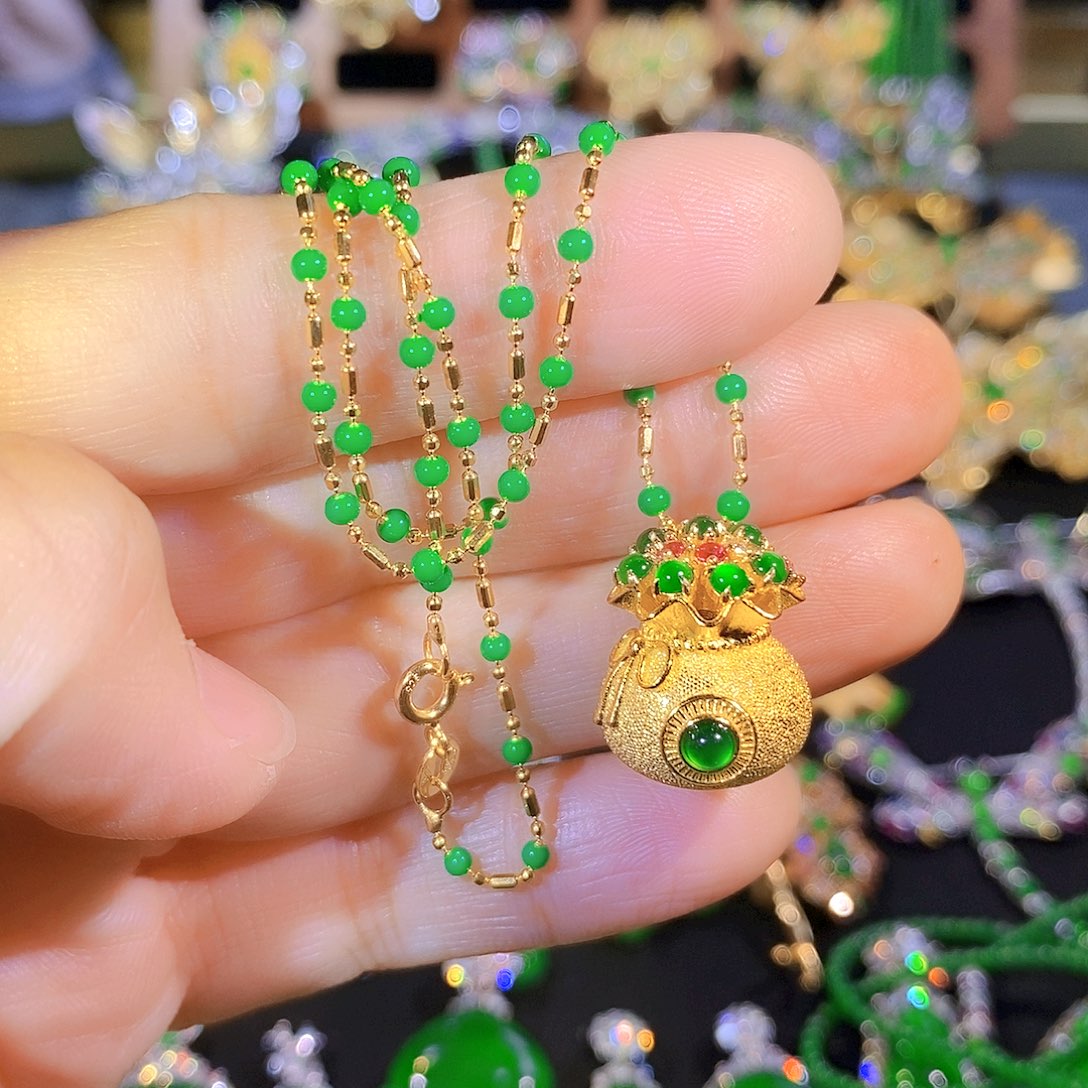 吊坠(不含链)银S925镶嵌翡翠