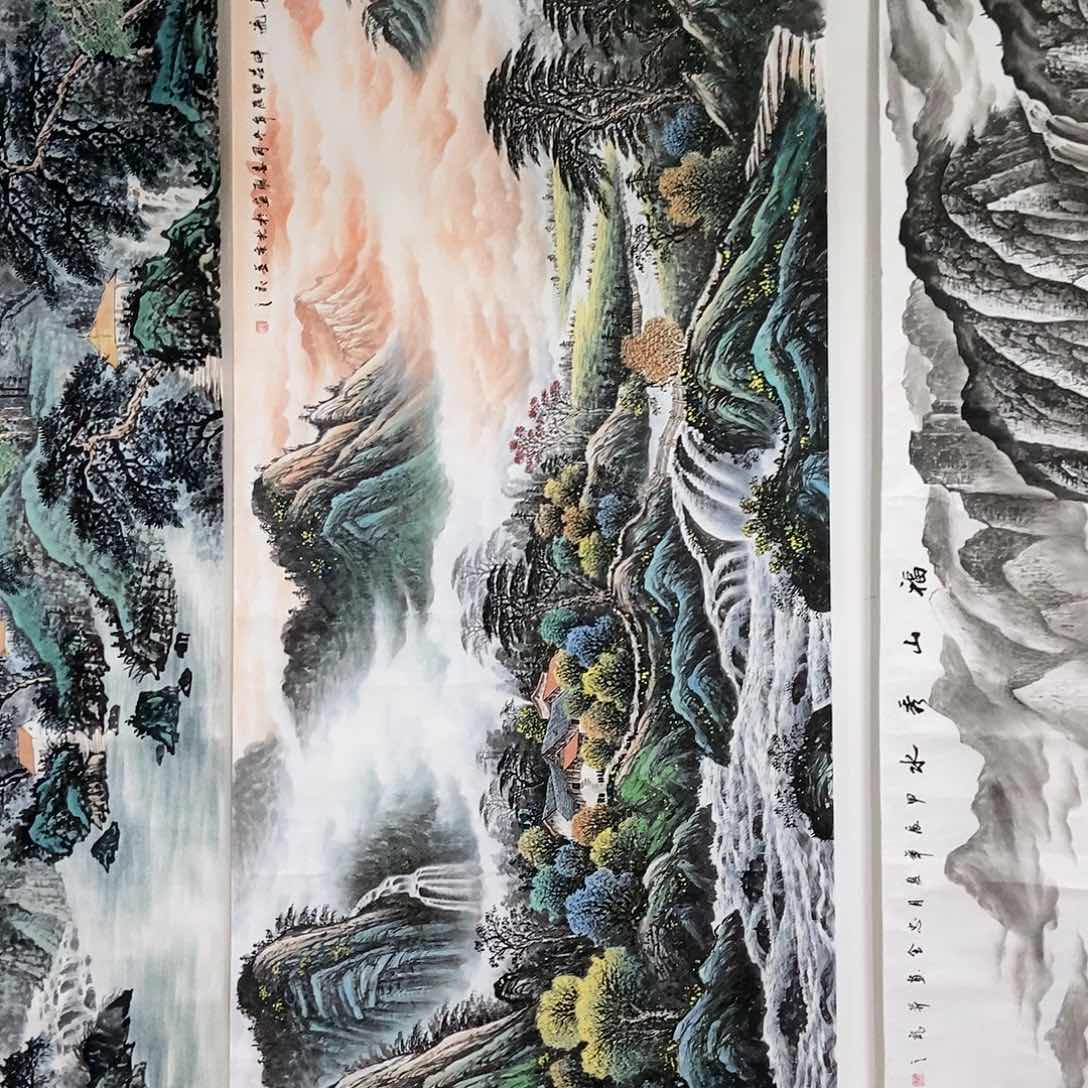 国画小八尺山水一副