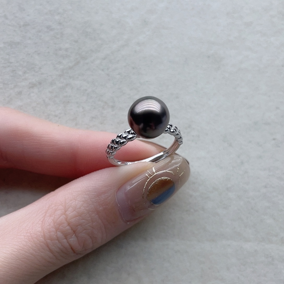 海水珍珠戒指78银S925镶嵌