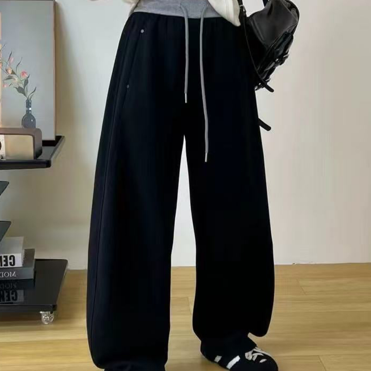 HJ推荐撞色腰镰刀裤