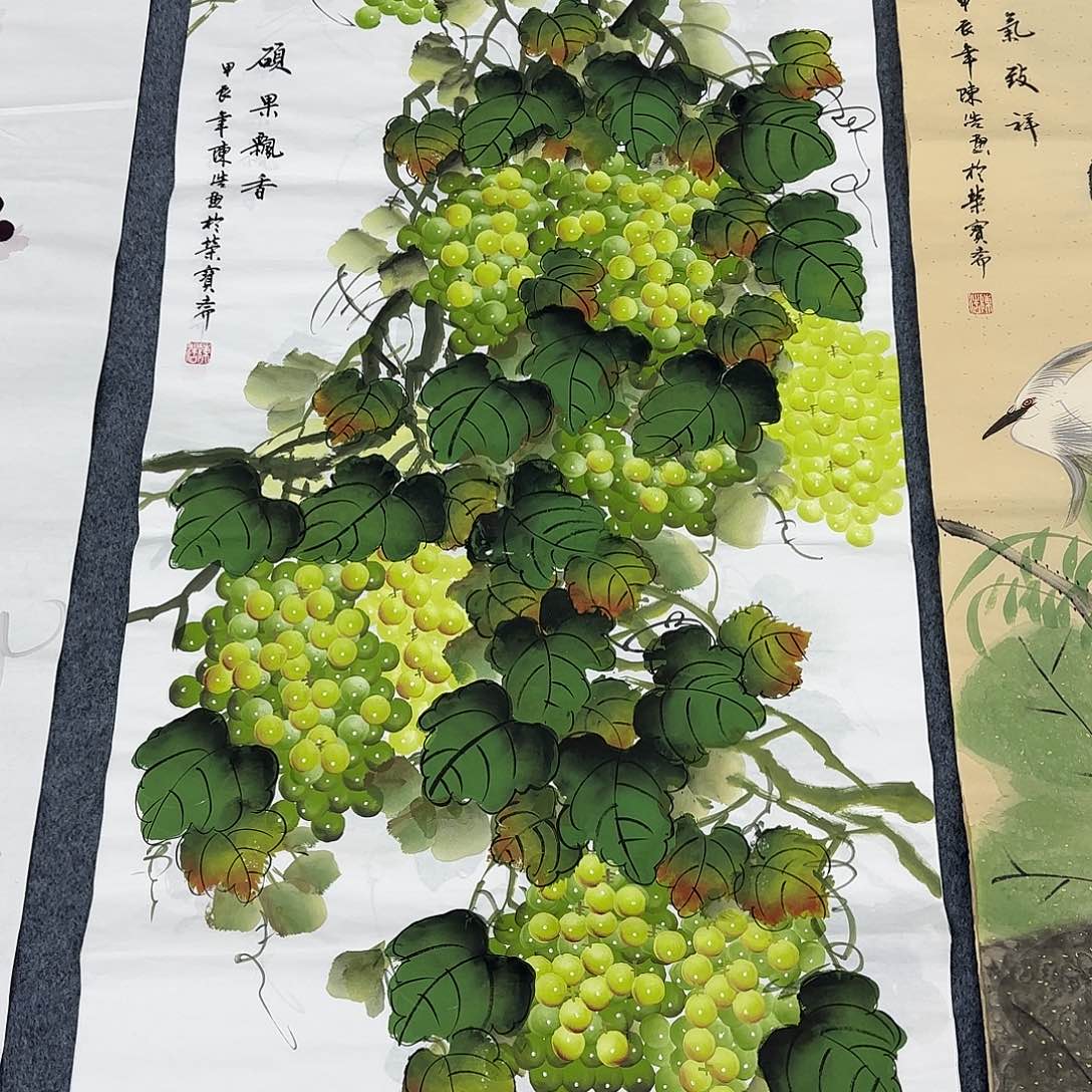国画尺寸70X138手绘作品 