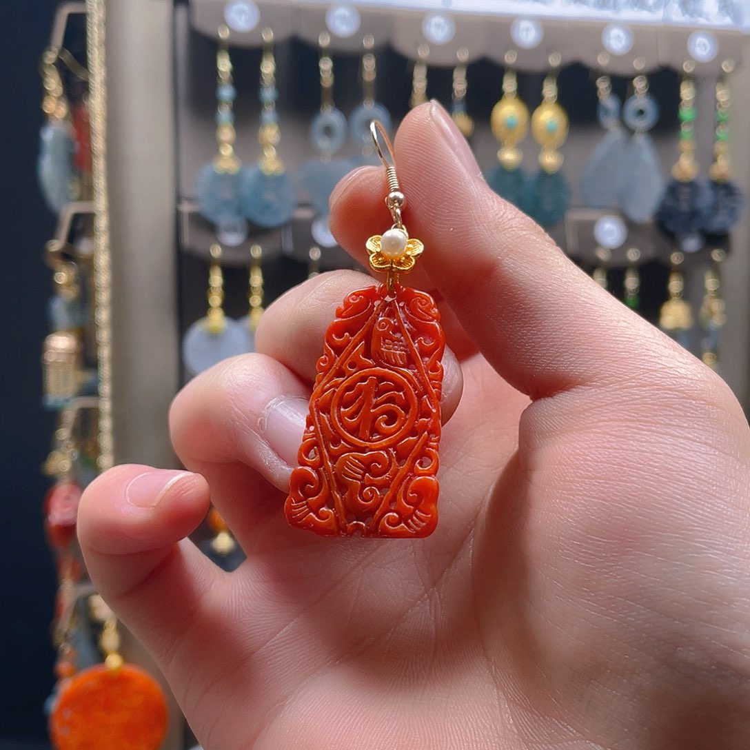 翡翠耳饰合金翡翠一个