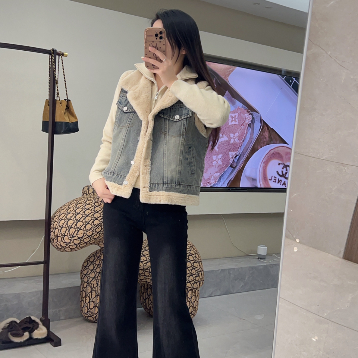 【牛仔毛毛马甲】加绒保暖显瘦百搭牛仔马甲女外套