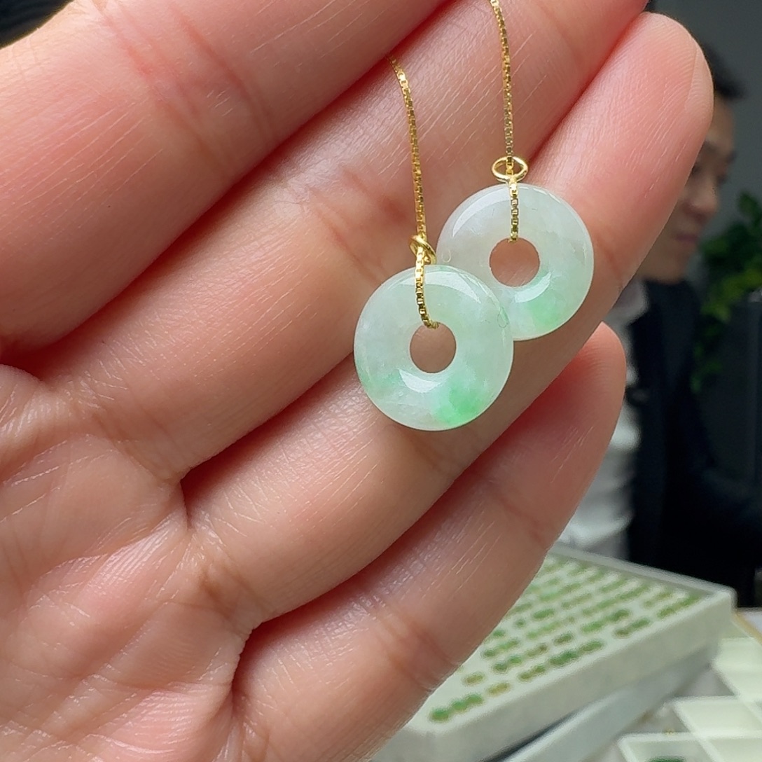 翡翠银S925镶嵌耳饰天然