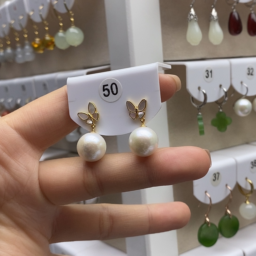 淡水珍珠耳饰银S925镶嵌