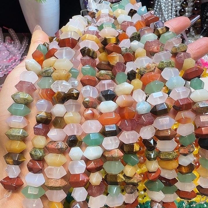 玛瑙/玉髓未镶嵌珠宝半成品多宝双尖7✖️14mm