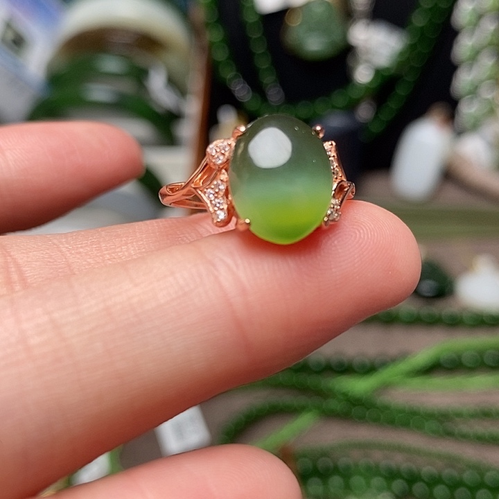 和田玉银S925镶嵌戒指