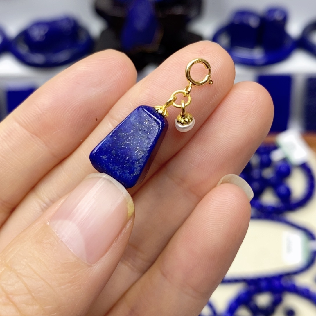 青金石颈饰银S925镀金镶嵌