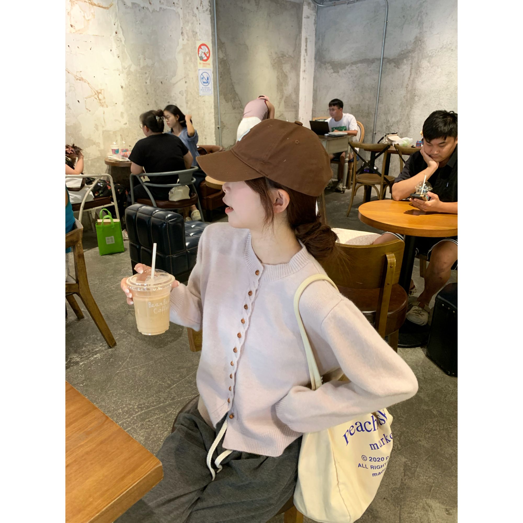 【C·Cai】韩系圆领开衫慵懒宽松休闲立体麻花单排扣上衣2507#