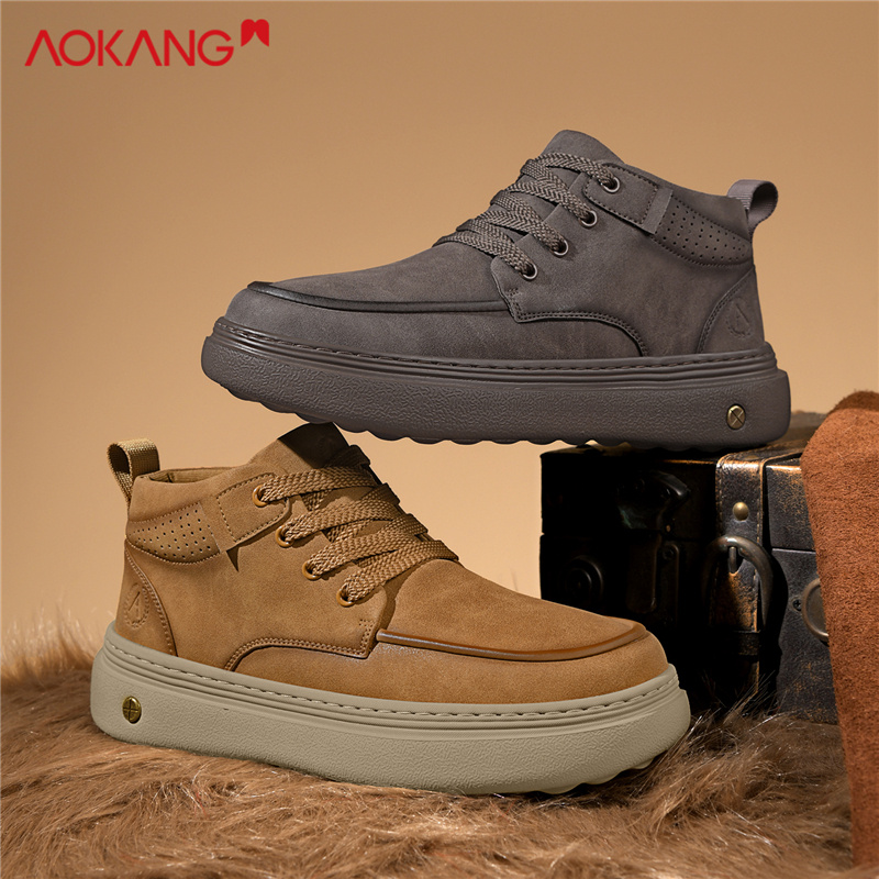 奥康2025秋冬新款男士高帮真皮马丁靴潮流厚底美式复古休闲工装靴