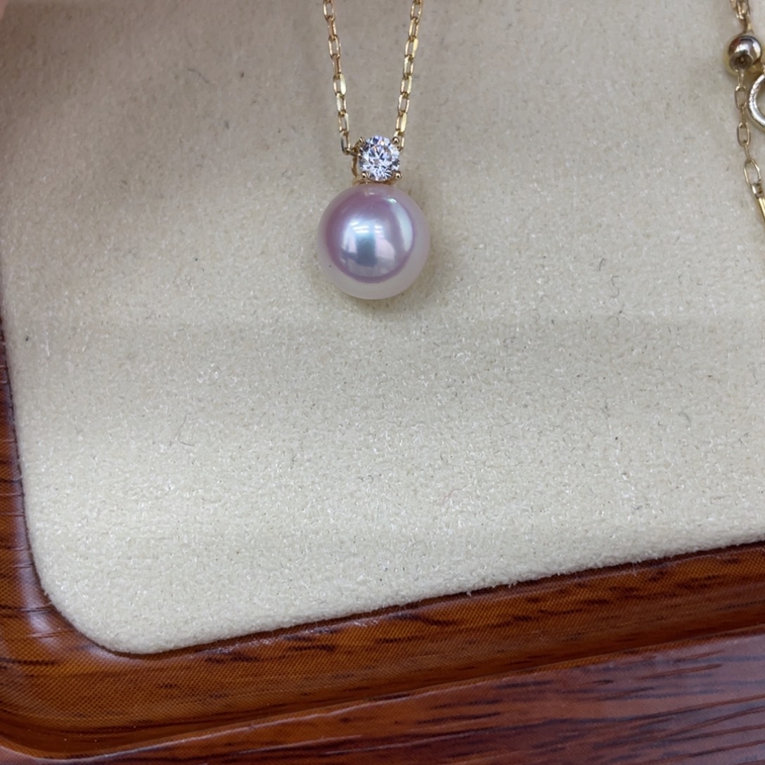 海水珍珠18K金镶嵌吊坠(赠链)8/9毫米