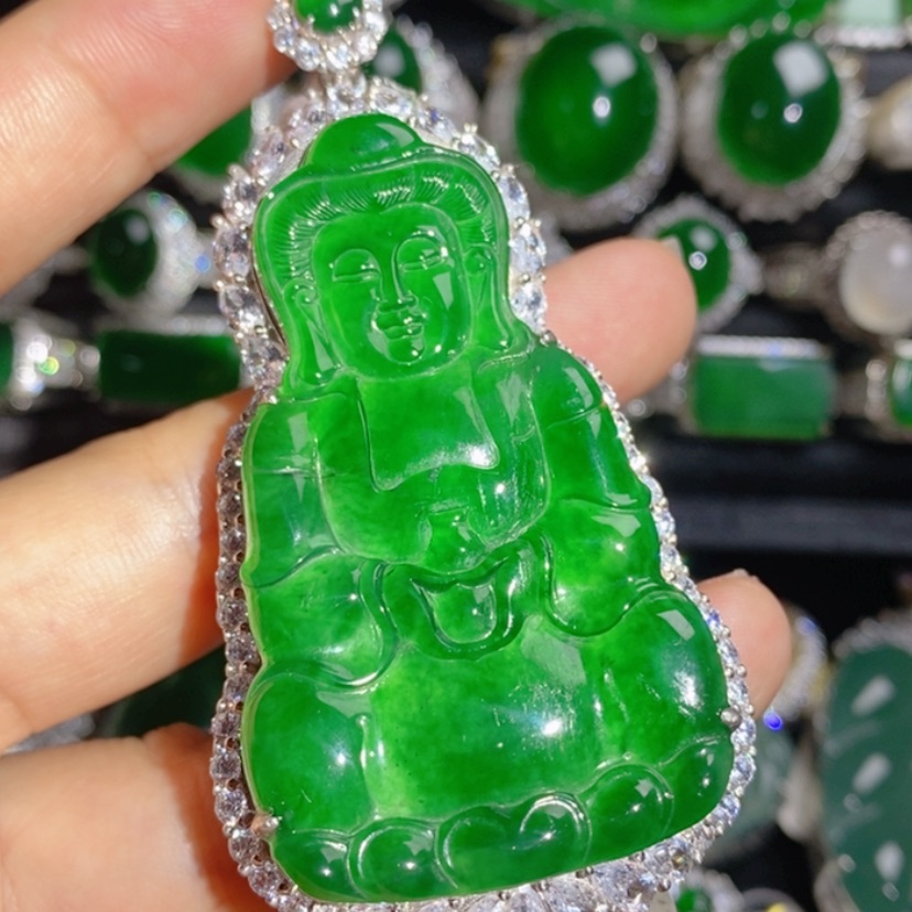 【闪购商品】翡翠挂件银S925镶嵌观音