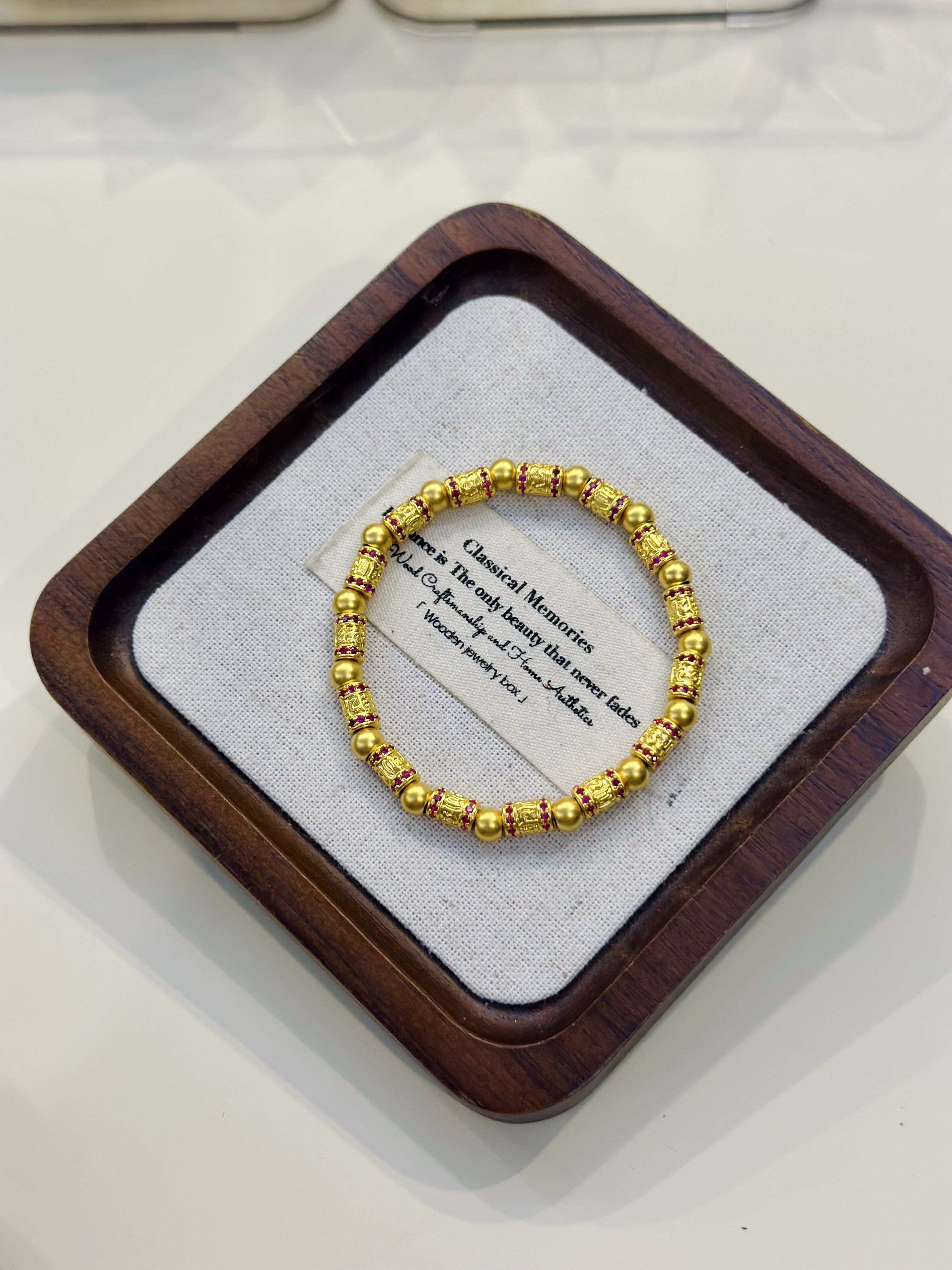 999足金5G工艺黄金六字箴言手串