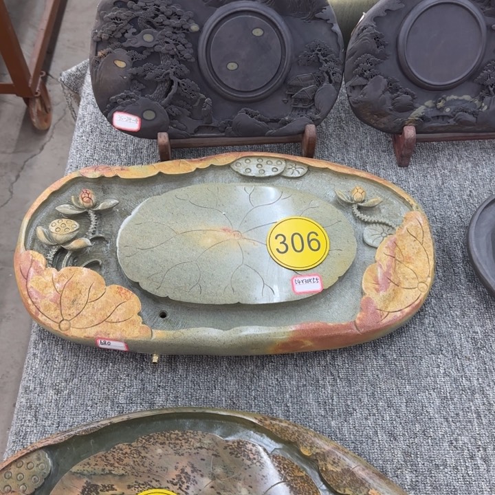大***顺306号绿端砚石茶盘54-30-5.5