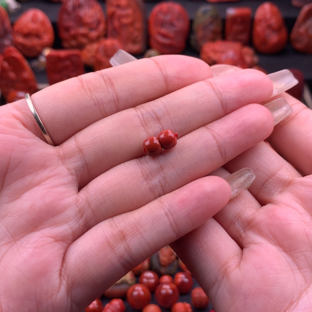 南红玛瑙南红川料老型对珠6mm未镶嵌