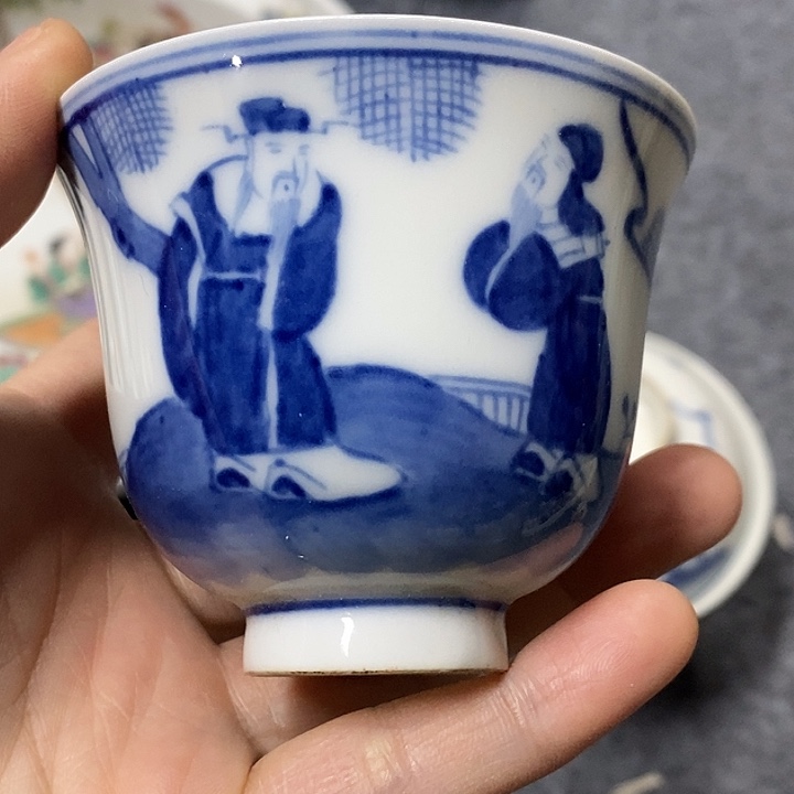 一***三青花杯子，青花杯子