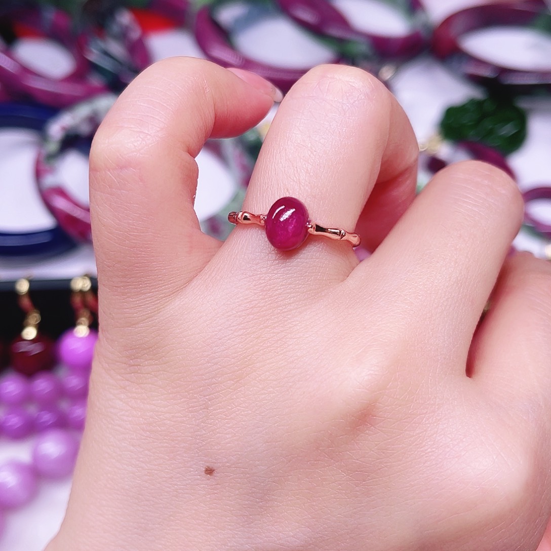 戒指银S925镶嵌红宝石