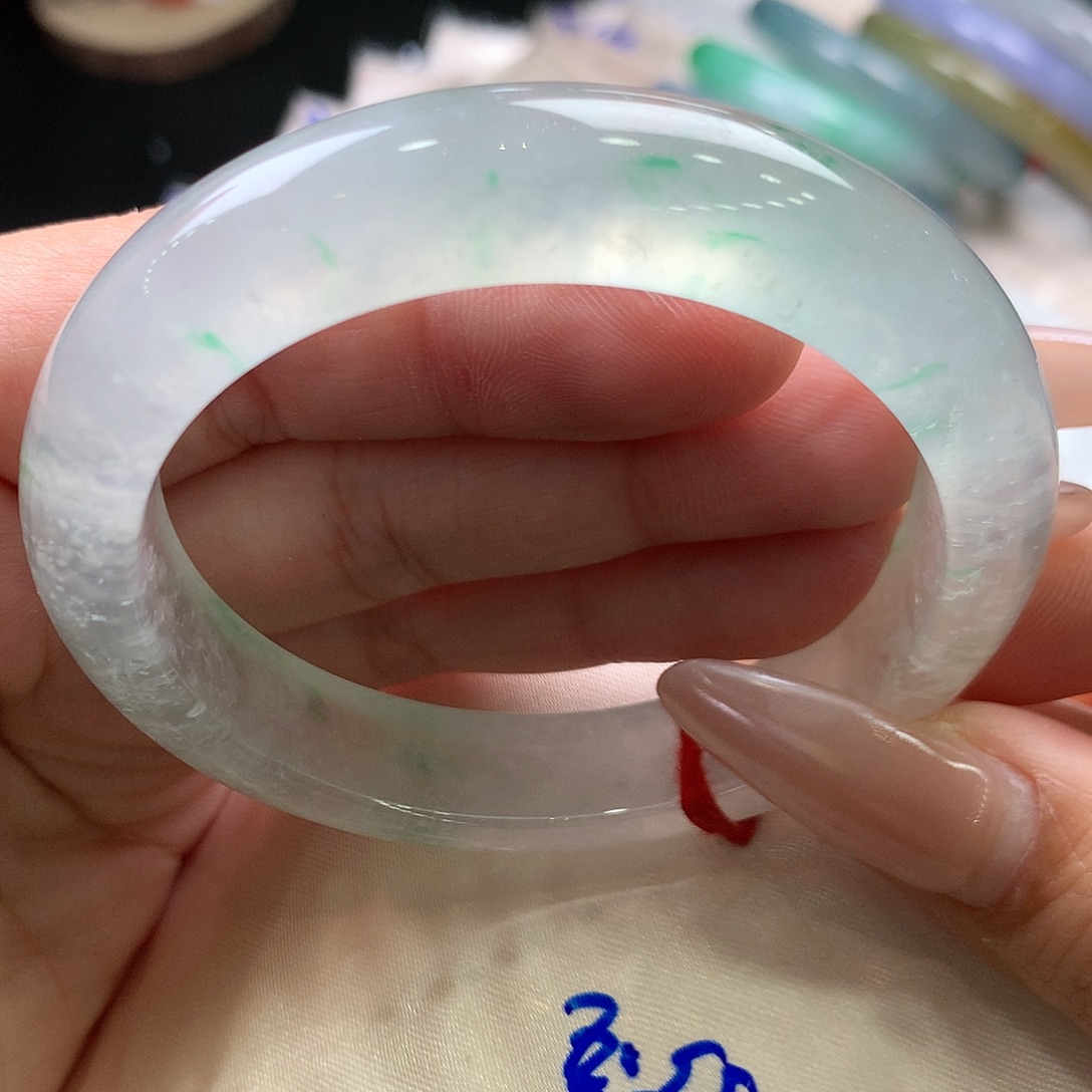 翡翠未镶嵌手镯55.2正高冰金丝绿毕业