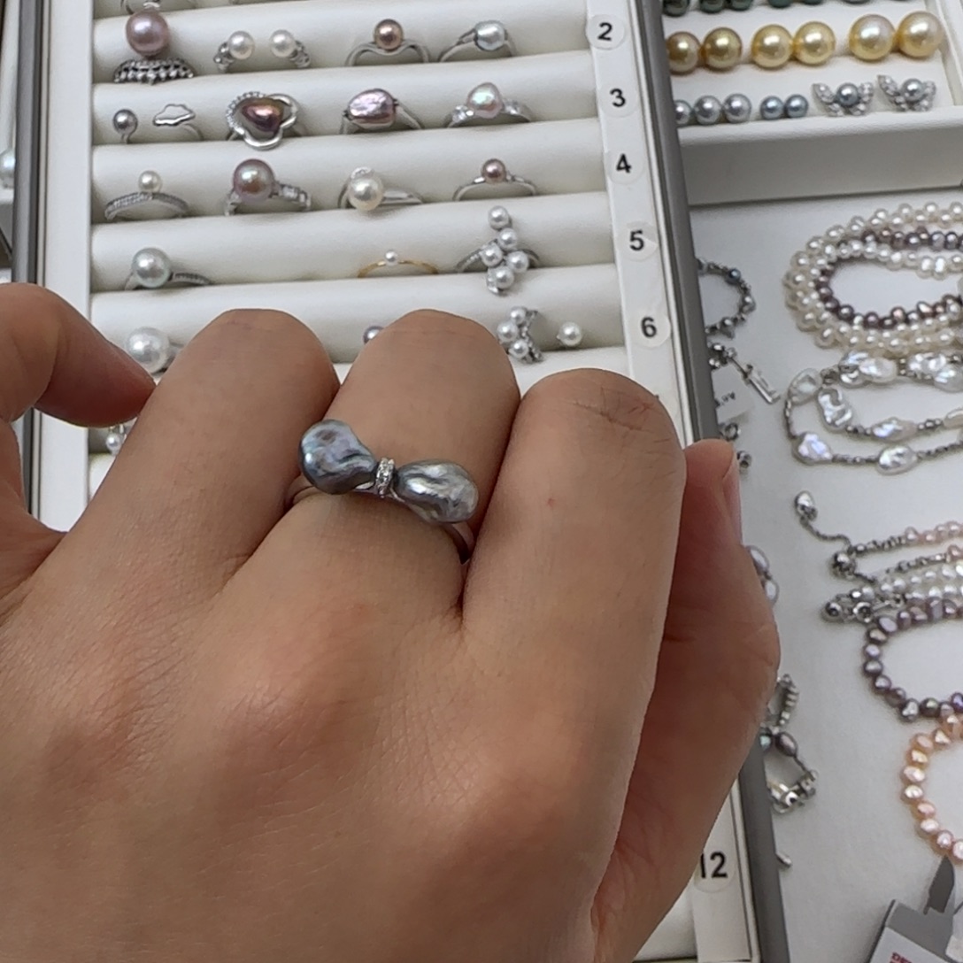 戒指海水珍珠银S925镶嵌