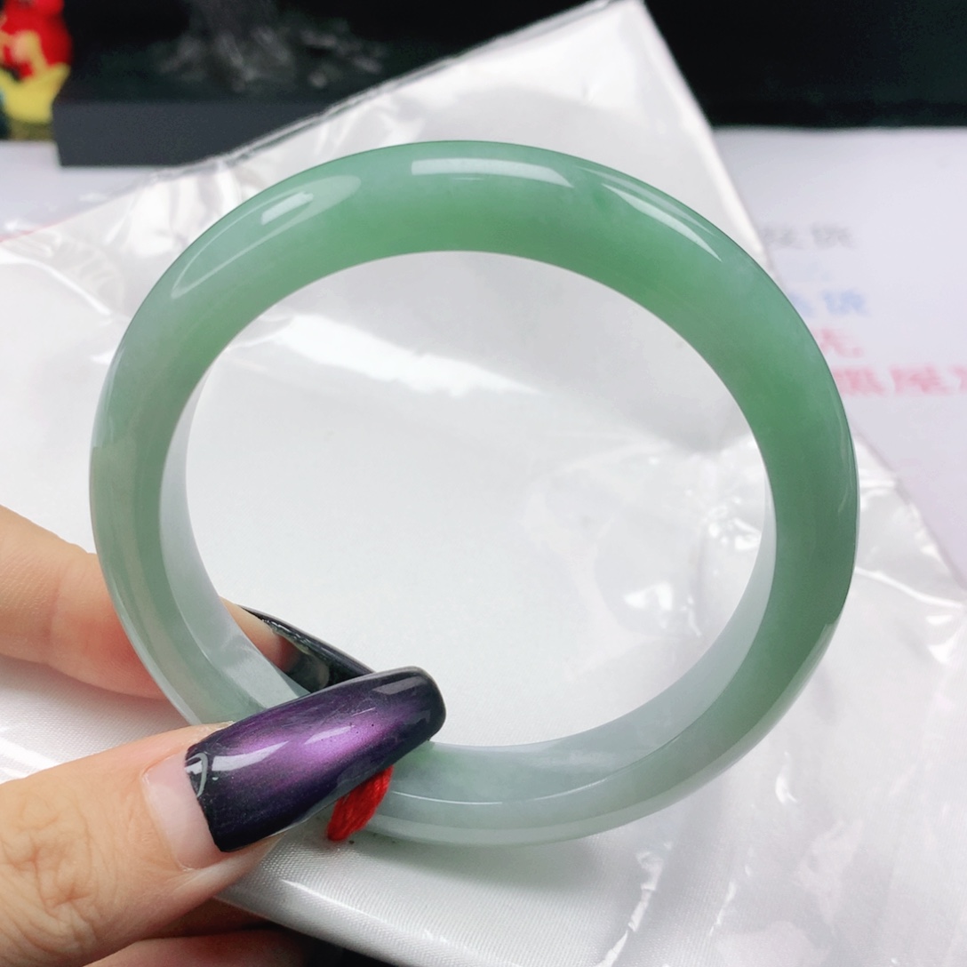开***瑶未镶嵌手镯翡翠翡翠60.5半山水正圈
