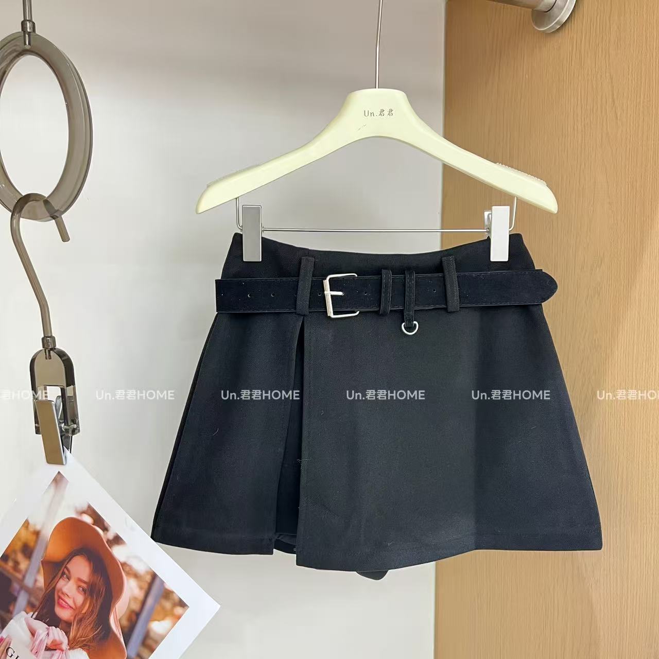 君君家【裙裤】韩版高腰加厚呢料裙裤（有腰带）9038