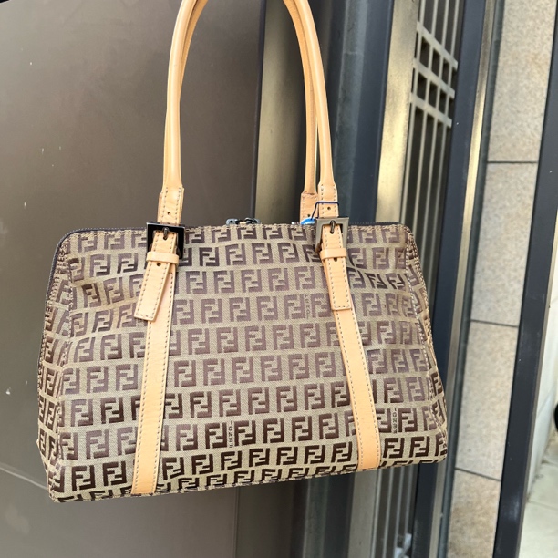 95新 FENDI/芬迪 棕花单肩包