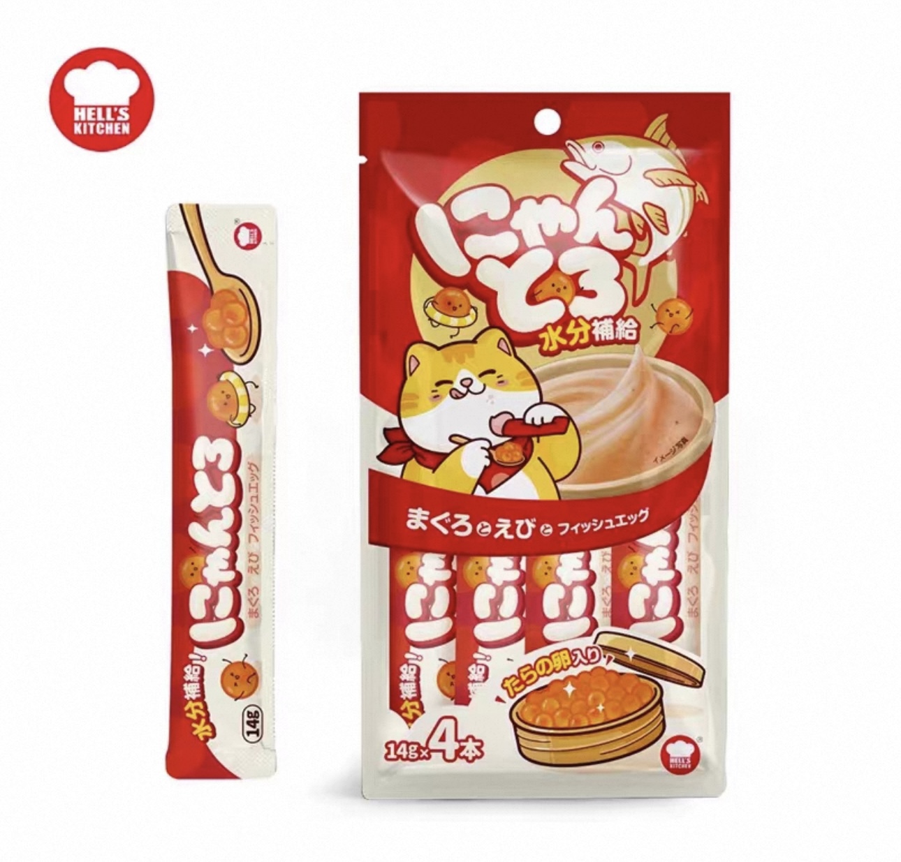 地狱厨房猫条金枪鱼明虾+鱼籽(NYA08E)2包 （共8条）