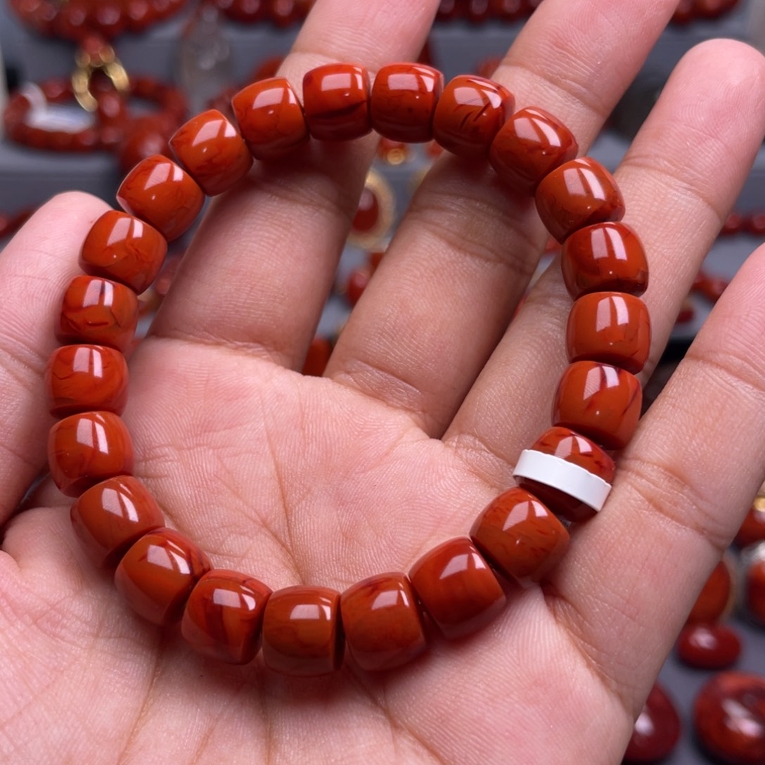 南红玛瑙未镶嵌珠宝奇石单圈9.5mm