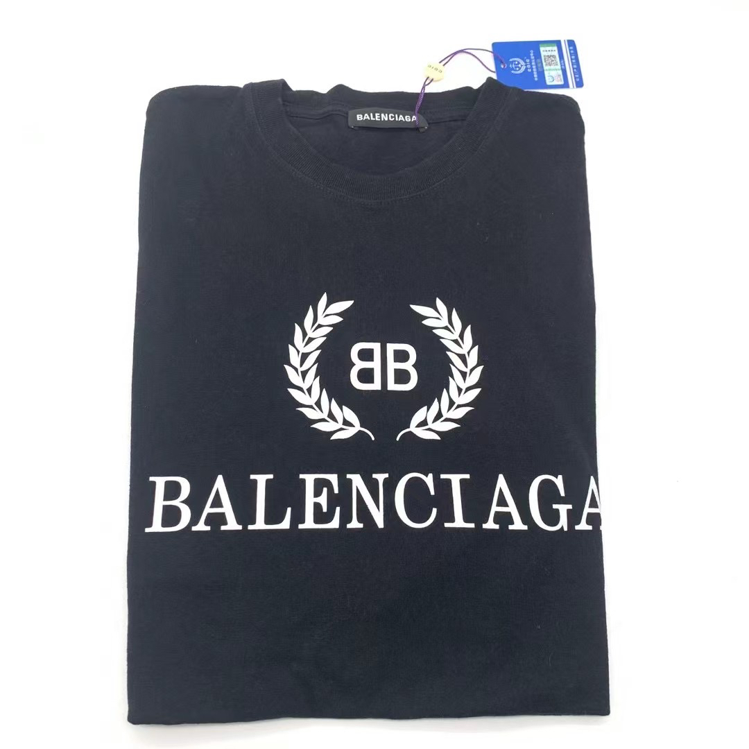 99新 Balenciaga/巴黎世家 巴黎世家logo体恤黑色短袖