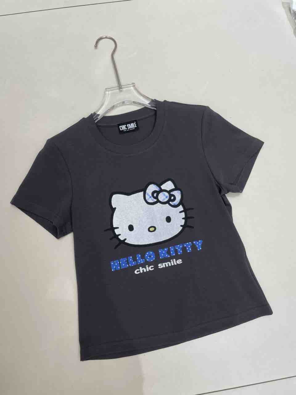 南油爆款2025 短袖T恤女夏上衣KT猫 花样 家半袖修身百搭