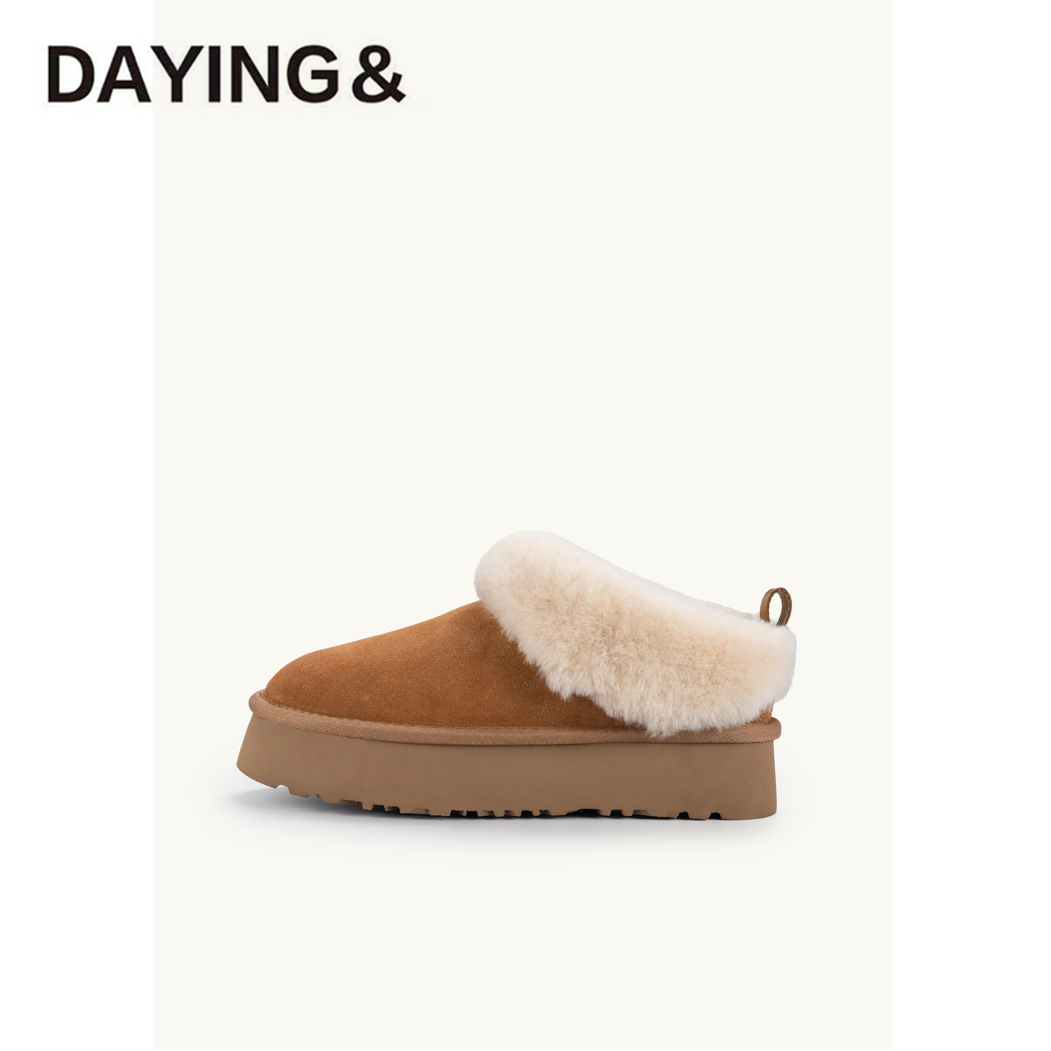 【羊皮毛一体-覆膜牛皮】塔茨勒厚底4CM桑坡村羊毛加厚冬短雪地靴