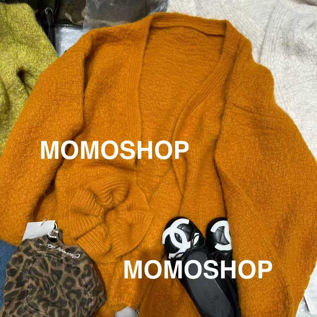 2025秋季新款韩系高级感慵懒宽松软糯气质针织外套上衣（配头花）