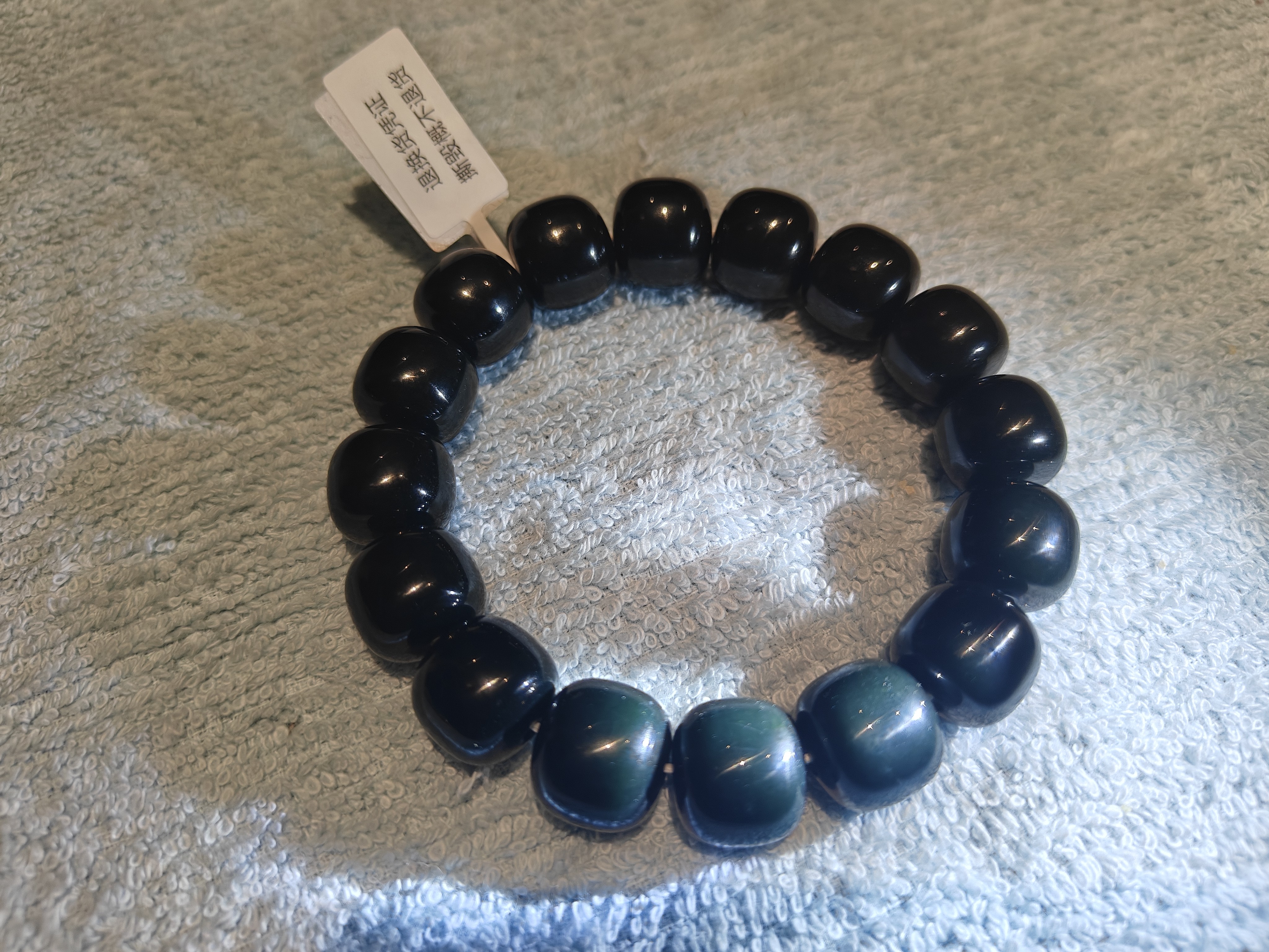 非金属铅玻璃手链 塔青色手串卡12*13老型珠