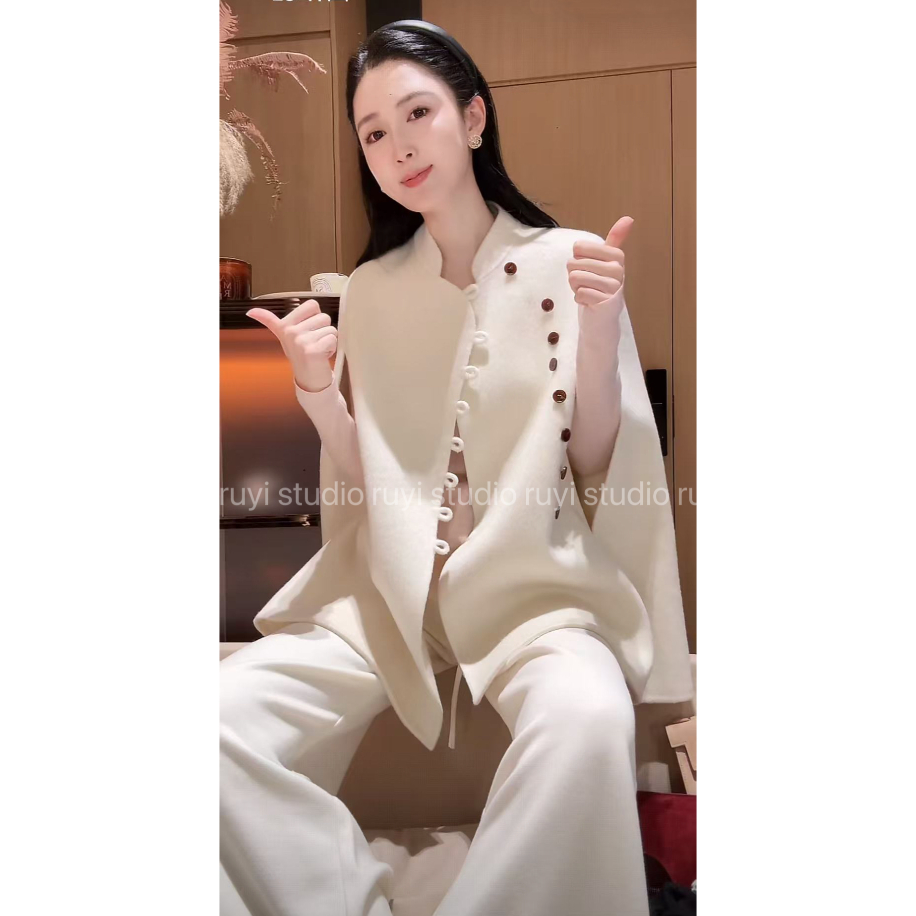 Ruyi如一【乌木华雪】黑标全员自留高克重手工羊毛斗篷大衣