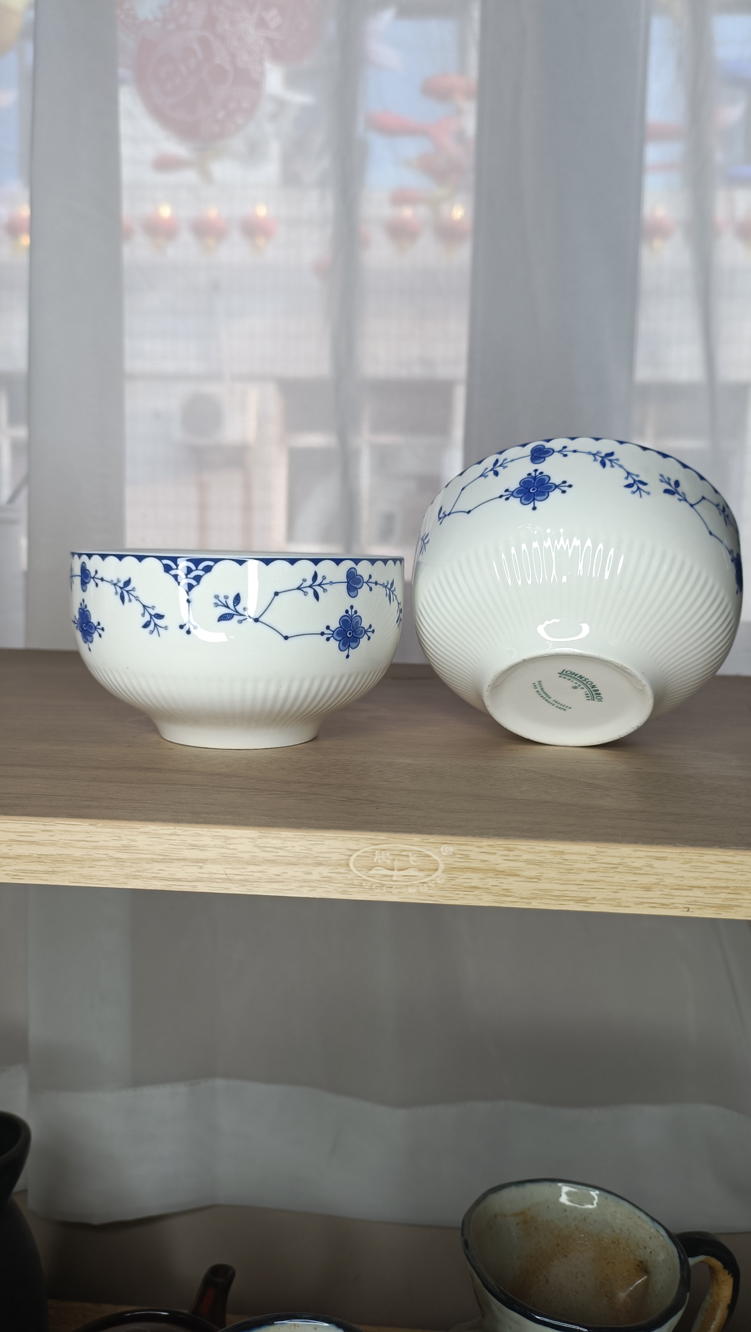 磁州窑出口唐草米饭碗一对