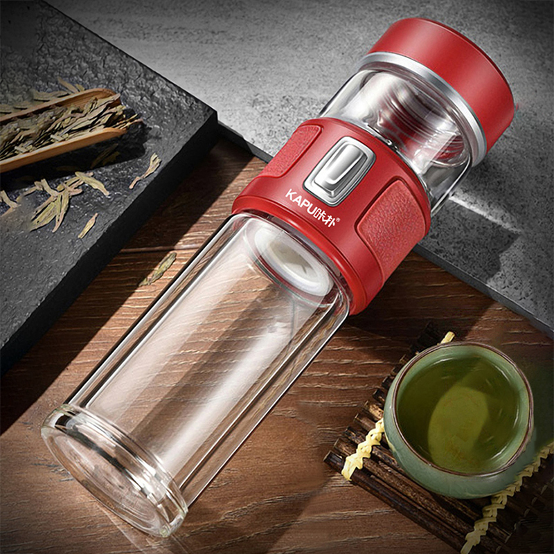 咔朴茶水分离杯泡茶杯水杯喝茶杯子双杯体多用杯玻璃杯