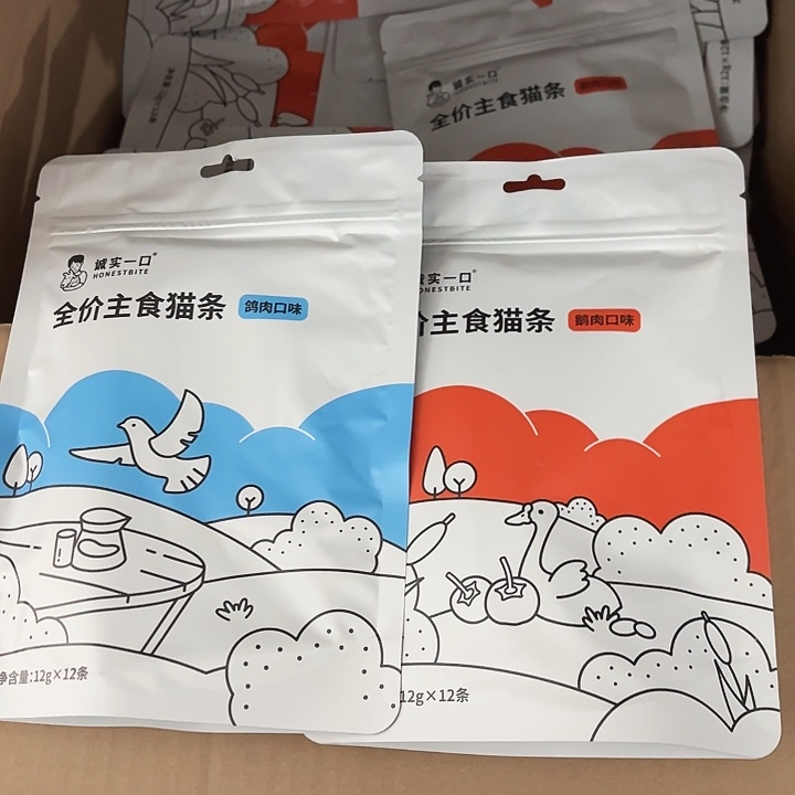 小***囧只发新疆 诚实一口主食猫条3包（鸽肉2.鹅肉1）