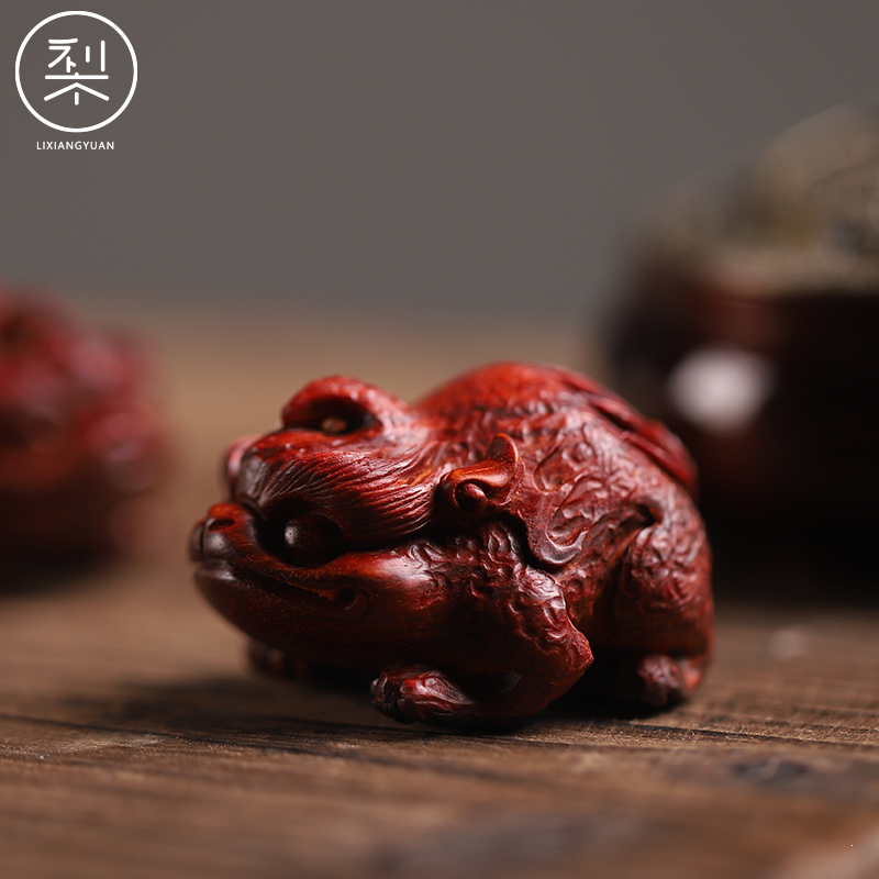 梨香院印度小叶紫檀谛听神兽手把件檀香紫檀红木手工雕刻瑞兽送礼