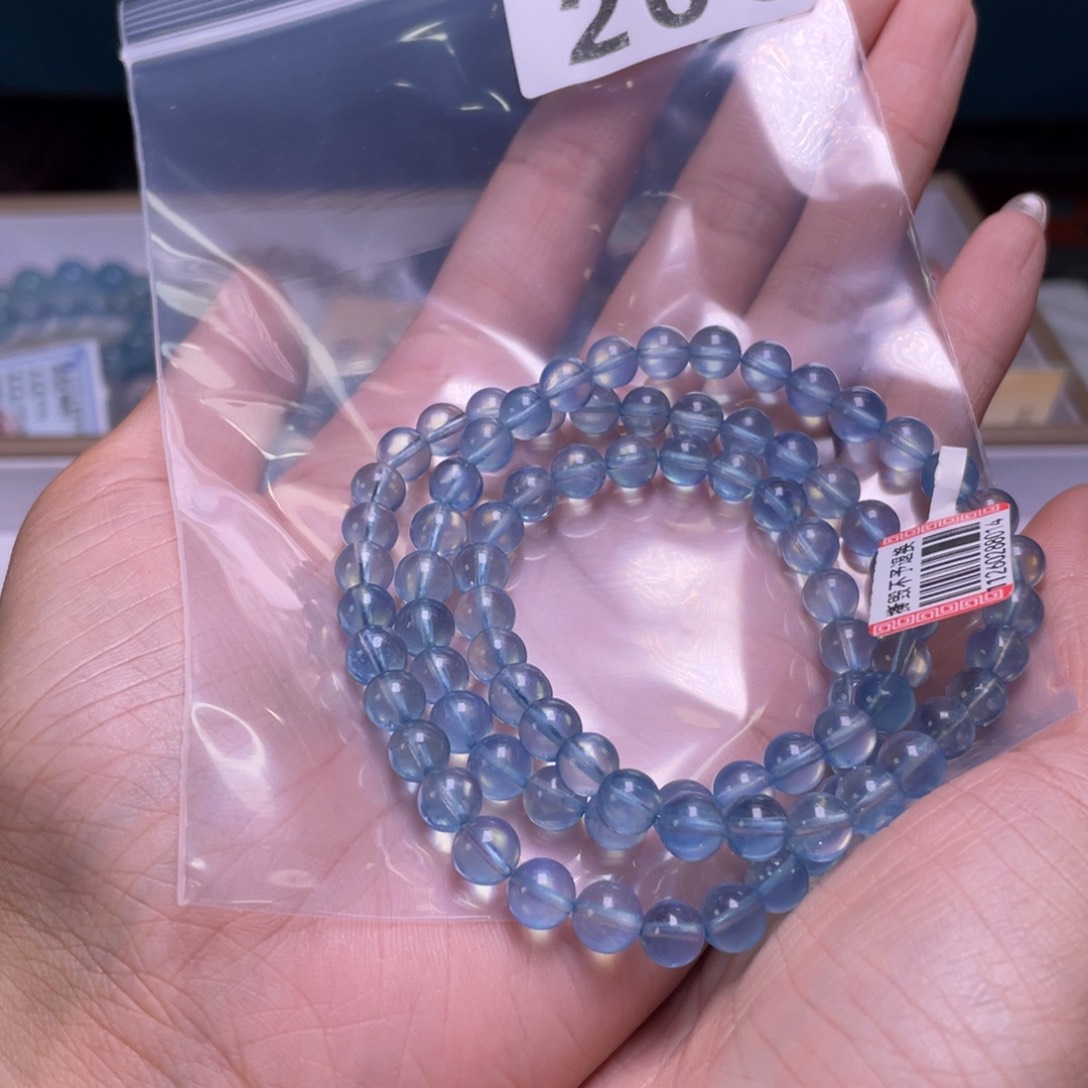 乐***吖水晶手链未镶嵌203海蓝宝6.5
