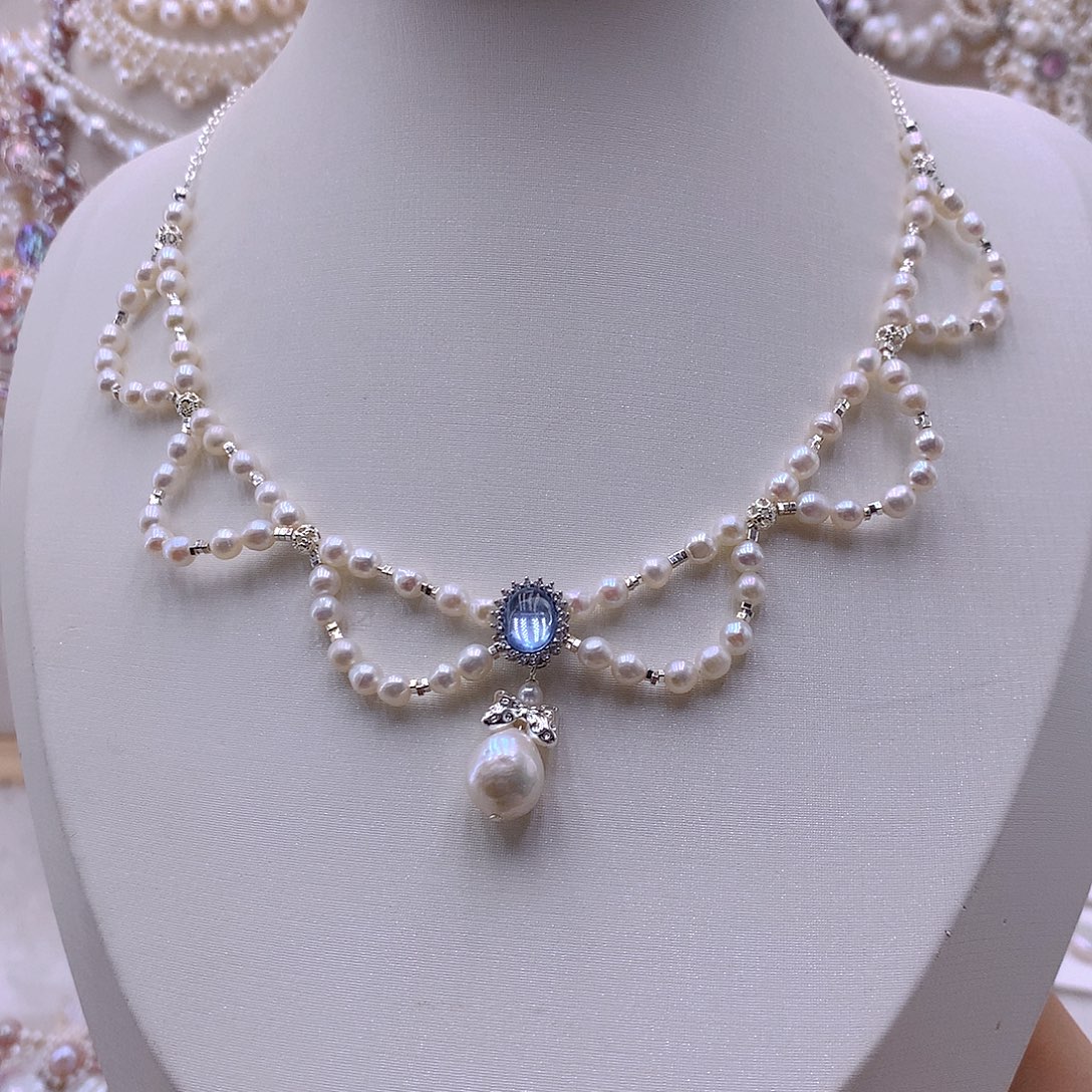 未镶嵌耳饰淡水珍珠项链