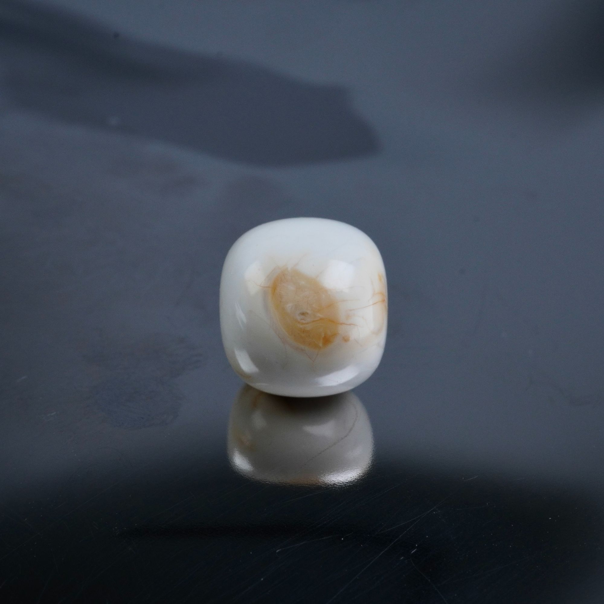 漆瓷白沁色“天眼”老型尺寸9.6*8.8mm天然琥珀蜜蜡文玩配饰