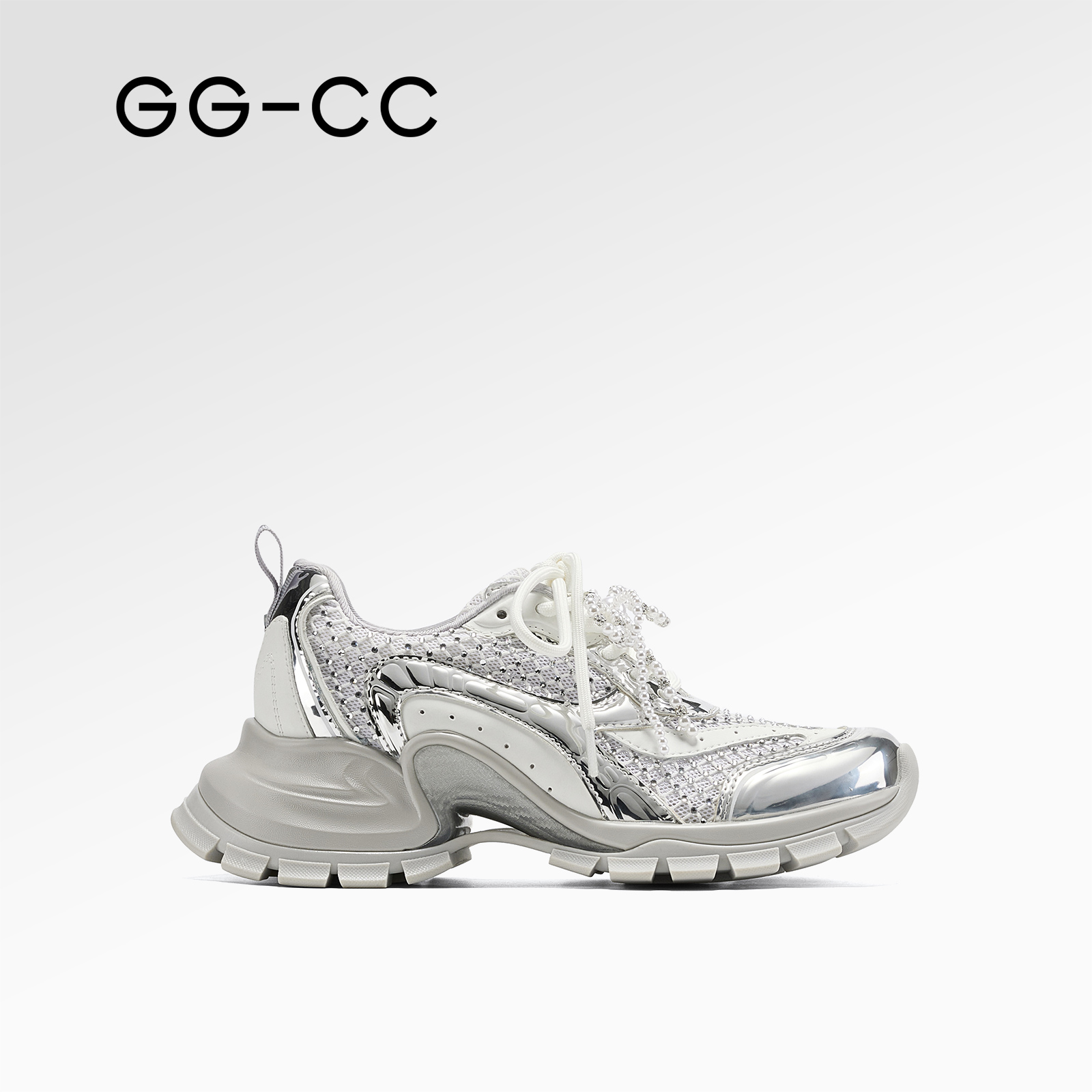 GG-CC【蚀刻星轨】2025年夏季新款潮流复古厚底银色老爹鞋4301