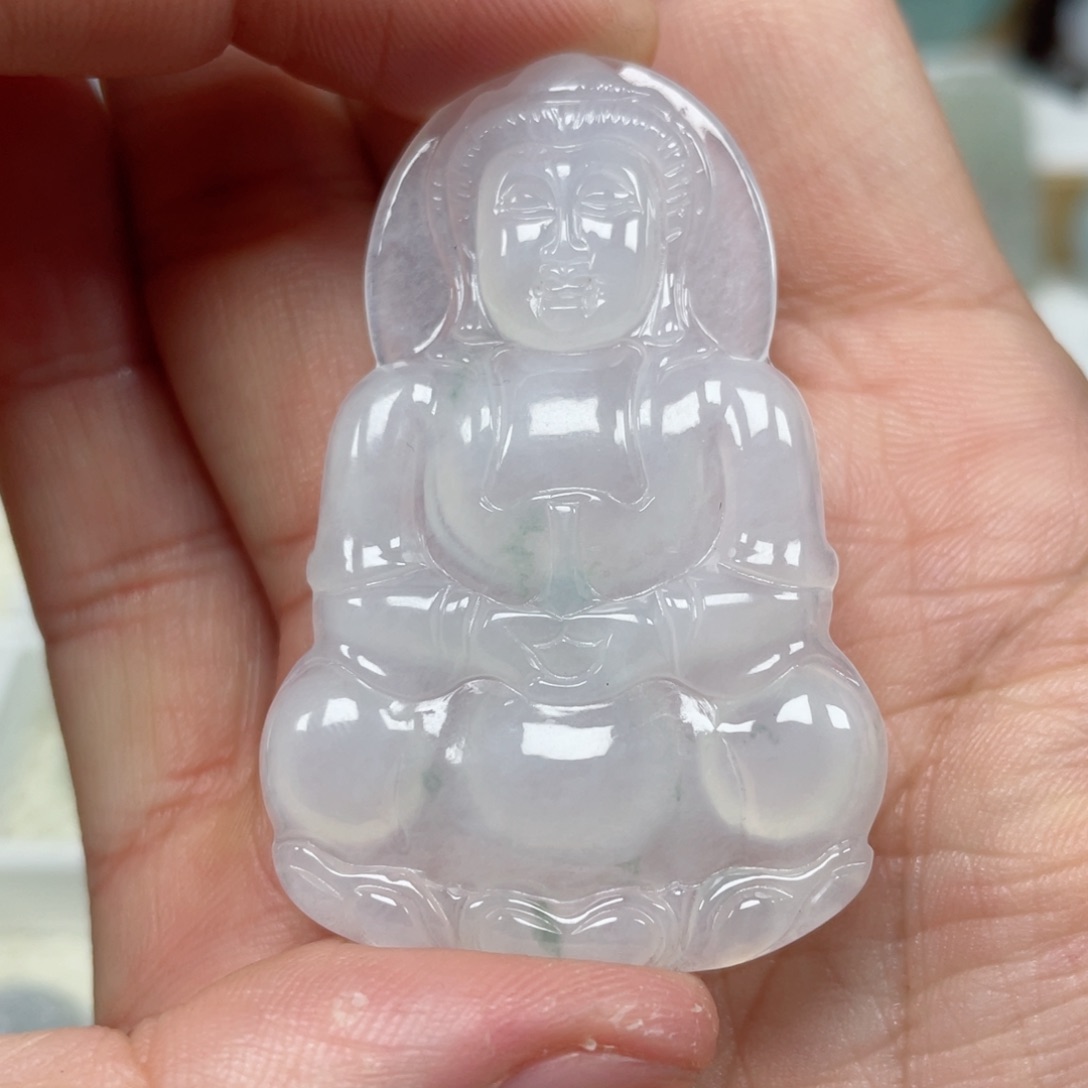 翡翠颈饰未镶嵌天然翡翠A货观音68号