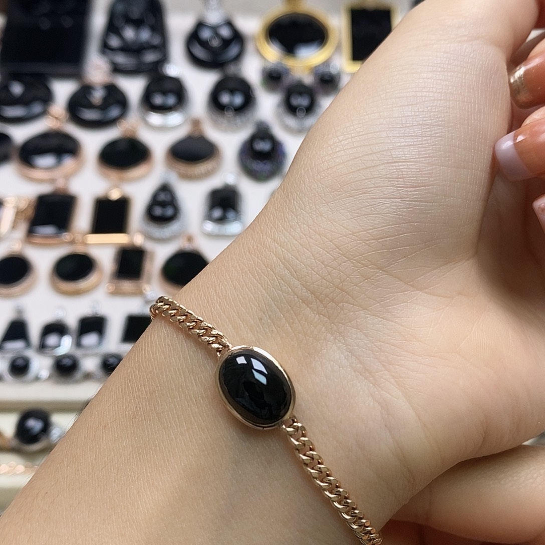 翡翠18K金镶嵌手链